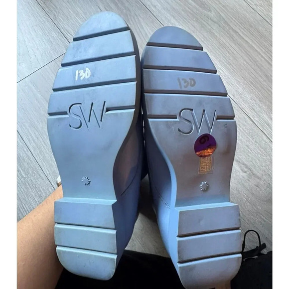 Stuart Weitzman McKenzee Cornflower Blue Combat Boots Size 6.5 Rare baby blue - Picture 8 of 10